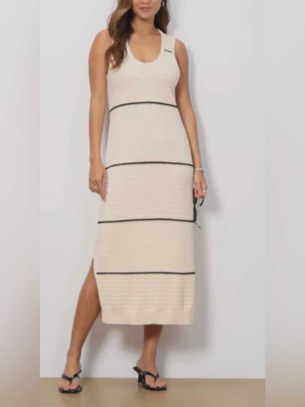 Varley Scott Scoop-Neck Sleeveless Midi Dress in Birch XS